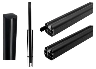 Produktbild von Belladoor Grau 80x80 mm Aluminiumpfostenset für WPC Steckzaun, inklusive Pfostenträger und Schrauben, Eckpfosten, Montageset für Zaunbohlen, extrudiert