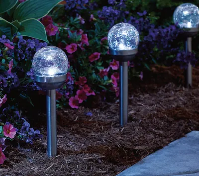 Obrázok produktu pre Solárna lampa KOULE 6cm, V.36cm, 1LED, nerezová oceľ/sklo/PH číra