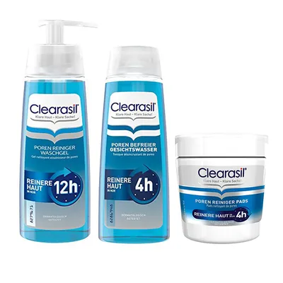 Produktbild von Clearasil Pads 65 Stück + Waschgel 200 ml + Gesichtswasser 200 ml
