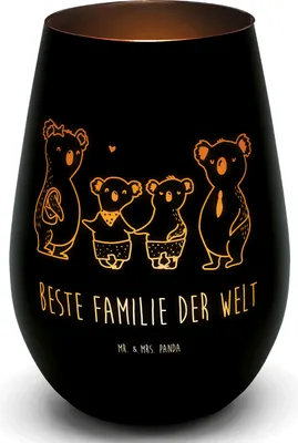 Produktbild von Mr. & Mrs. Panda Kerzenhalter Koala Familie zwei - Schwarz - Geschenk, Zusammen, Glas Windlicht, Muttertag, Tischlaterne, Laterne, Deko, Koalabär