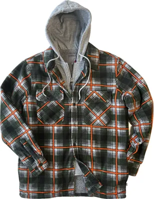 Produktbild von Terrax Workwear Herren Thermohemd mit Kapuze - Arbeitsjacke Holzfällerhemd Thermojacke in Frostgrün-Orange Größe XXL
