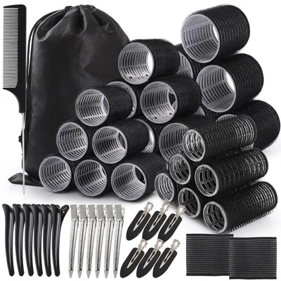 Produktbild von Haarwickler Lockenwickler Haarclips - 45 Stück - Ohne Hitze - Selbstklebend - Schwarz - Für alle Haarlängen