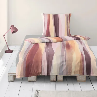 Produktbild von Traumschlaf Biber Bettwäsche Streifen terra 155x220 cm + 80x80 cm