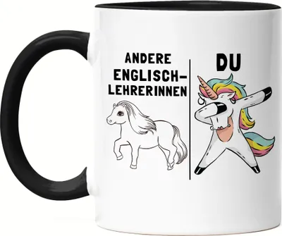 Produktbild von Andere Englischlehrerinnen Du Tasse Schwarz Pferd Einhorn Humor Lustig Unicorn Geschenk Apotheke
