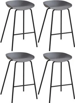 Immagine prodotto di Sedia da bar Casa Dolce BUDINA, set di 4, 42x45,5x77 cm, grigio, seduta in polipropilene, portata 120 kg