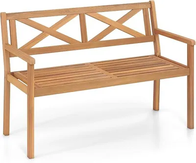 Imagen del producto de Banco de jardín resistente a la intemperie, 119 x 56 x 80 cm, banco de madera con respaldo y reposabrazos, banco de madera, banco para terraza, banco para jardín, banco para balcón, banco para parque