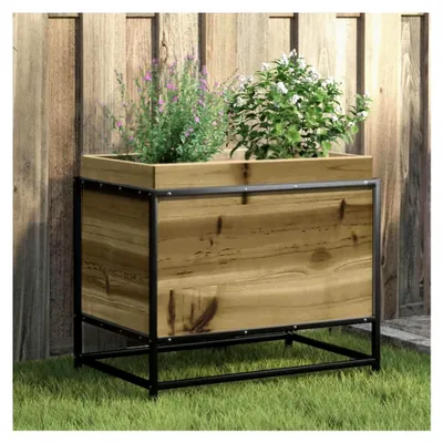Produktbild von Pflanzkübel 60x40x50 cm aus imprägniertem Kiefernholz, Hochbeet für Balkon, Garten und Terrasse