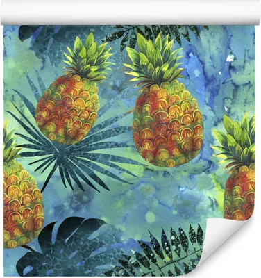 Produktbild von 10m VLIES TAPETE Rolle ABSTRAKT Ananas 3D Blätter Natur Frucht Esszimmer Küche 6496