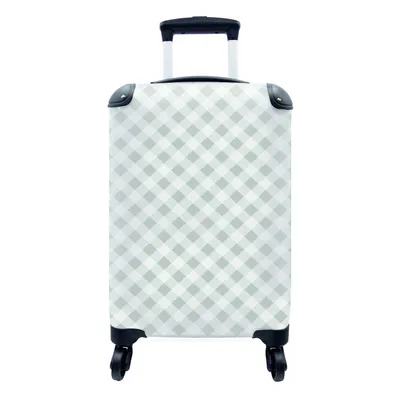 Produktbild von MuchoWow® Koffer Handgepäck Trolley Rollkoffer Kleine Reisekoffer mit 4 Rollen - Rauten - Muster - Grün - Cabin Size < 55x40x23 cm & 55x40x20 cm - Fotokoffer - Kabinenkoffer - Boardgepäck - Reise-Box - Reisekoffer - Reisegepäck - Koffer mit Bild - Trolley für Kinder