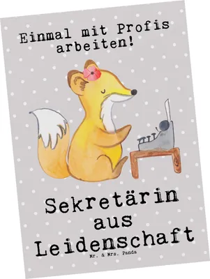 Produktbild von Mr. & Mrs. Panda Ansichtskarte Sekretärin Leidenschaft - Grau Pastell - Geschenk, bildkarte, Grußkarte, Kunstkarten, Postkarten, Postkarte