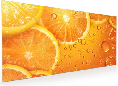 Produktbild von Küchenrückwand Spritzschutz Glas mit Motiv Erfrischende Orange 40 x 40 cm