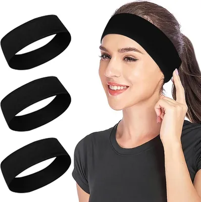Produktbild von Schwarze breite Elastische Haarbänder für Yoga Laufen Fitness-Set