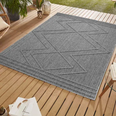Zdjęcie produktu dla Dywan zewnętrzny Dywany w stylu skandynawskim Kuchnia  Balkon  Taras  Ogród  Piknik , Rozmiar : 80 x 250 cm , Kolor : Szary-4