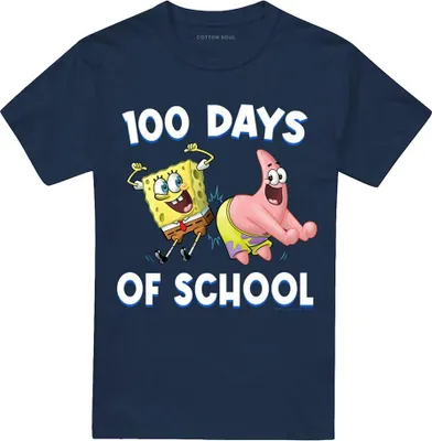 Immagine prodotto di SpongeBob SquarePants - Maglietta "100 giorni di scuola" per bambini/ragazzi Unisex TV26892 (XL) (Blu)
