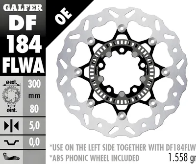 Immagine prodotto di Set di dischi freno Galfer 2x DF184FLWA WAVE® flottante anteriore 300x5mm per Kawasaki KLE Versys ER-6 N F 650 ccm anno 2005 - 2023