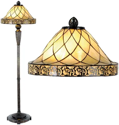 Obrázok produktu pre LumiLamp 5LL-5613 Tiffany stojacia lampa Ø 46x168 cm Béžová sklenená trojuholníková stojacia lampa