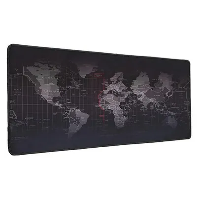 Productafbeelding van Bureauonderlegger wereldkaart, 90x40 cm – Antislip, zwart