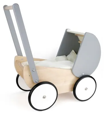 Produktbild von Bajo Holz Puppenwagen - grau Holzspielzeug Puppenwagen