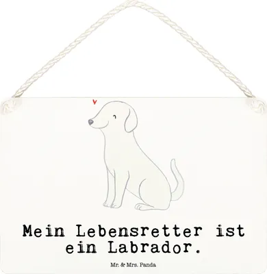 Produktbild von Mr. & Mrs. Panda Schild Labrador Lebensretter DIN A6 - Weiß - Geschenk, Wandbild Holz, holzbild, Türschild, kleine aufmerksamkeit, Holzschild