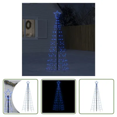 Productafbeelding van De Living Store LED kerstboom met grondpennen, 220 LED's, blauw, 180 cm