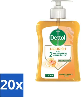Obrázok produktu pre Dettol Mydlo na ruky Vyživujúce med a vanilka 250 ml - Hodnotné balenie - 20 tyčiniek
