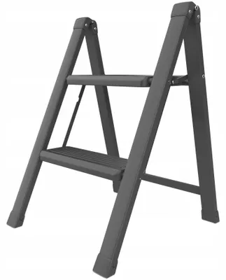 Zdjęcie produktu dla Drabest | Drabina domowa - Drabina składana - Drabina stalowa - Drabina warsztatowa - Czarna - 2-stopniowa - Maksymalne obciążenie: 150 kg