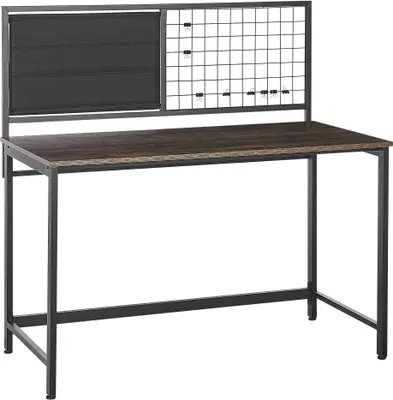 Zdjęcie produktu dla BELIANI Biurko ciemne drewno czarny płyta wiórowa metal 60 x 118 cm domowe biuro tablica na notatki z klipsami