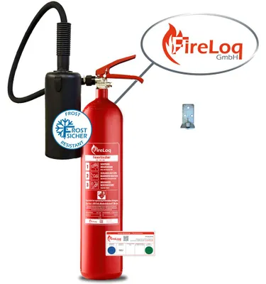 Produktbild von FireLoq 5kg Co2 Kohlendioxid im Stahl Behälter Feuerlöscher für elektrische Anlagen und EDV 89B 5 LE Dauerdruck inkl. Prüfnachweis,Wandhalter