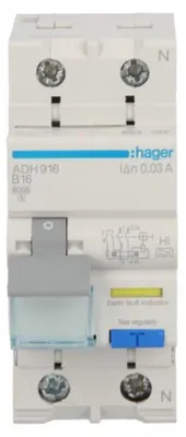 Image de Disjoncteur différentiel 2 pôles 16 A, type B, 0,03 A, type A-Hi ADH916