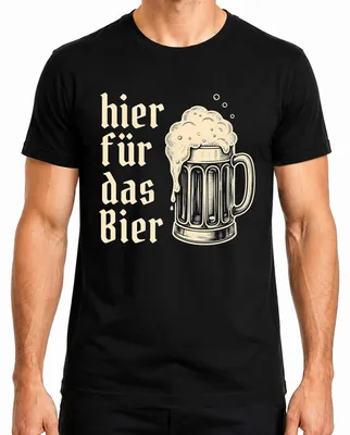 Immagine prodotto di Maglietta da uomo a tema , con decorazioni che richiamano la birra, il tradizionale abbigliamento bavarese e i pantaloni di pelle, colore nero, taglia L