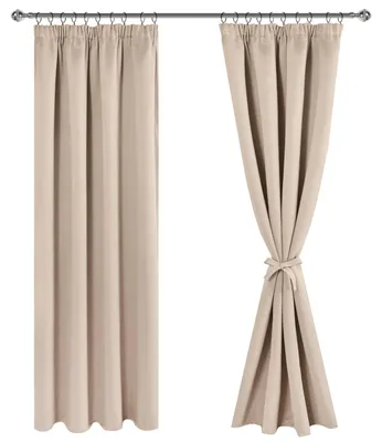 Verdunklungsvorhänge 228x228 cm Beige 2er-Set blickdicht