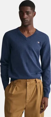 Produktbild von Gant Pullover Regular Fit Baumwolle V-Ausschnitt Blau