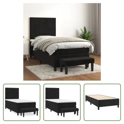 Produktbild von The Living Store Boxspringbett mit Matratze Schwarz 100x200 cm Samt