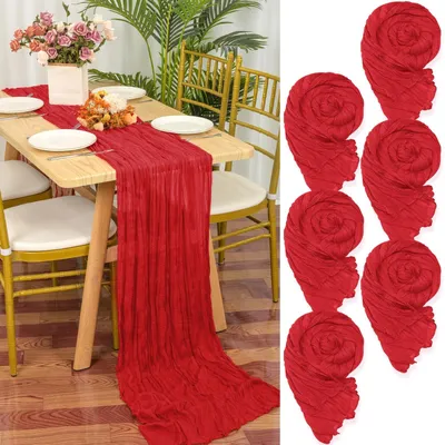 Zdjęcie produktu dla Zestaw 6 bieżników - Czerwony - 55 x 300 cm - Dekoracja Boho