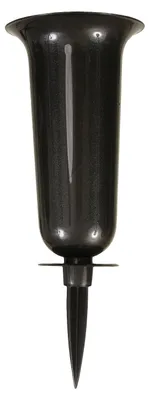 Produktbild von Grabvase H 25cm Tulpenform Kunststoff anthrazit Erdspieß Blumen Steckvase