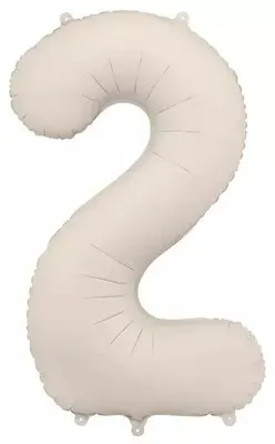 Productafbeelding van Folieballon, cijfer '2', 86 cm, lichtbeige, mat
