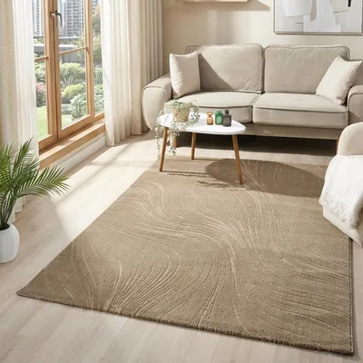 Produktbild von Teppich Wohnzimmer Teppich Schlafzimmer, flur, küche Kurzflor Boho Design Unifarbe Hoch-Tief-Effekt Modern 3D Weich