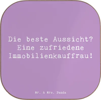 Produktbild von Mr. & Mrs. Panda Tassen Untersetzer Spruch Immobilienkauffrau Freude - Lavendeltraum - Geschenk, Tischuntersetzer, Immobilienbewertung, Glas, Berufsalltag, für, Gläser