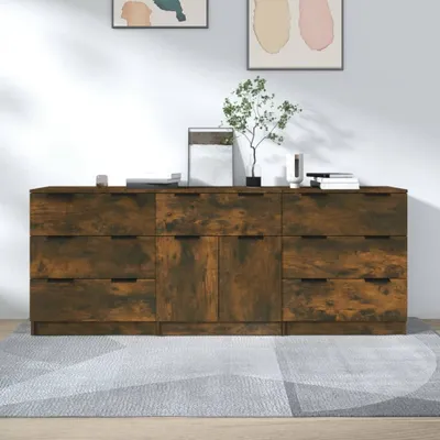 Produktbild von vidaXL 3-tlg. Sideboard Räuchereiche Holzwerkstoff