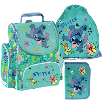Produktbild von Schulrucksack Mädchen Jungen Motiv LILO & STITCH 3 T Set Rucksack Federmäppchen Tasche Mega-Set Paso Disney STICZ