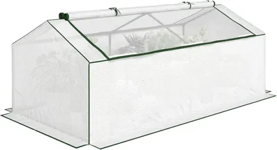 Produktbild von Gewächshaus 180x90x70 cm Foliengewächshaus PE-Gitterfolie Fenster Tomaten weiß
