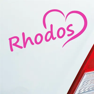 Produktbild von Auto Aufkleber Rhodos Herz Stadt Insel Island Liebe Love 16,5x8 cm Pink Sticker Heckscheibenaufkleber