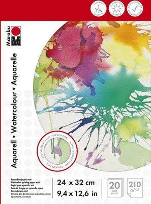 Image de Bloc d'aquarelle Marabu, 240 x 320 mm, 210 g/qm, 20 feuilles