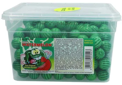 Image de Chewing-gum Pastèque acidulée Bubble Gum 300 pièces boîte 1600g