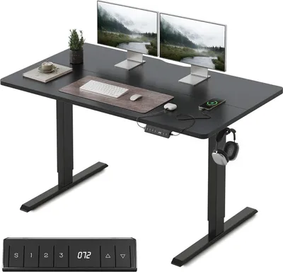 Produktbild von FEZIBO Elektrischer höhenverstellbarer Schreibtisch 120x60 cm Schwarz