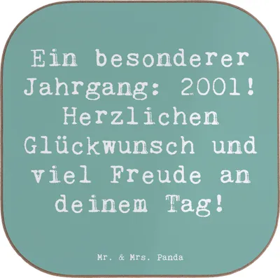 Produktbild von Mr. & Mrs. Panda Tischuntersetzer Spruch 2001 Geburtstag - Meeresbrise - Geschenk, Jahr, Feier, Geburtstagskind, Tischschoner, Kaffeeuntersetzer, Untersetzer Gläser