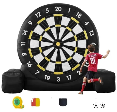 Produktbild von VEVOR Aufblasbare Fußball-Darttafel, über 3 Meter hohe riesige Fußball-Darttafel mit 9 Kickbällen & Luftpumpe, 2 Minuten Aufbau & Tragetasche für einfachen Transport, für riesige Garten-Spiele, riesiges Kick-Dart-Spiel, 3 m