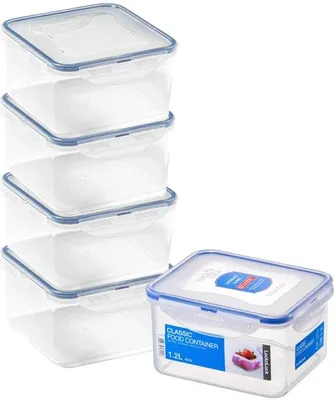 Productafbeelding van Lucht- en waterdichte bakcontainers, 5 stuks, BPA-vrij en vaatwasmachinebestendig, 5 x 1,2 liter