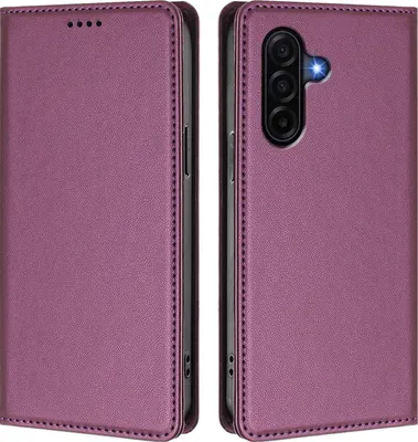Produktbild von Handyhülle für Samsung Galaxy A57, Kunstleder Klapphülle Stoßfeste Magnetische Hülle mit Ständer Lila