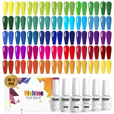 Produktbild von Gel Nagellack Set 48 Farben UV LED Soak Off Nail Art 8ml/Stück Basislack & Top Coat